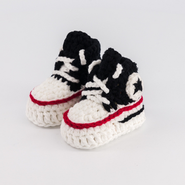 Baby Crochet Sneakers - Converse Black - Baby Sneakers Shop - unisex baby crochet shoes